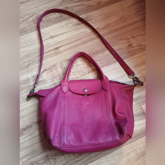 ** SOLD ** ๐ LONGCHAMP Le Pliage Cuir in Pink, size Small - Picture 1 of 13